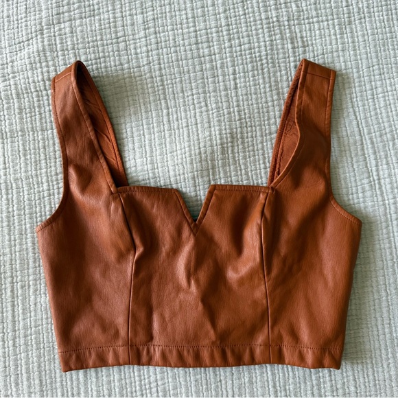 Maeve by Anthropologie brown faux leather top - Picture 1 of 4